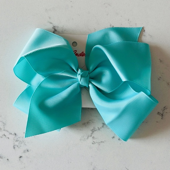 Hanna Andersson Teal Color Ribbon Bow Clip. - Picture 4 of 6